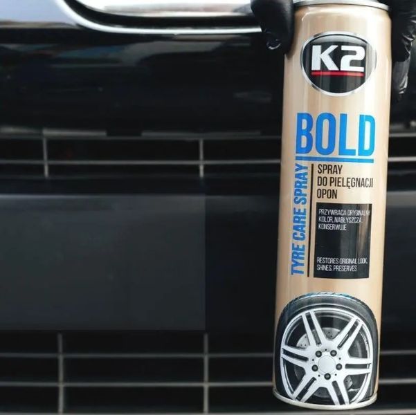 Средство для полировки и защиты автомобильных покрышек аэрозоль K2 BOLD 600мл K1561-676 фото Merkus detailing