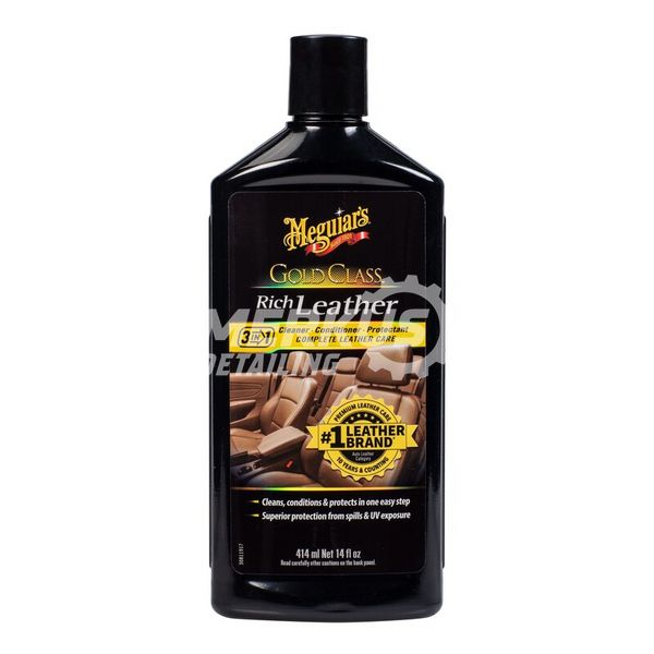 Лосьйон 3 в 1 для догляду за шкіряним салоном Meguiar's G7214 Gold Class ™ Rich Leather Lotion 3 in 1, 414 мл G7214 фото Merkus detailing