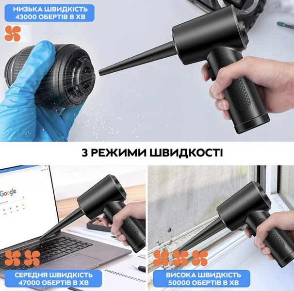 Акумуляторний ручний компресор Air Duster для продування від пилу 50 000 об/хв
