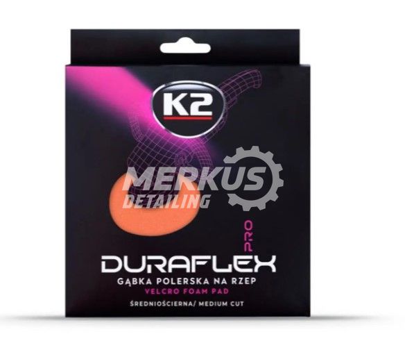 K2 Губка для полірування DURAFLEX середня жовтогаряча 150*25 мм на липучці K20697 фото Merkus detailing